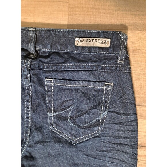 Express Blue Jeans Women's Eva Boot-Curvy Fit-Mid Rise-Dark Wash Size 0s - Picture 7 of 9